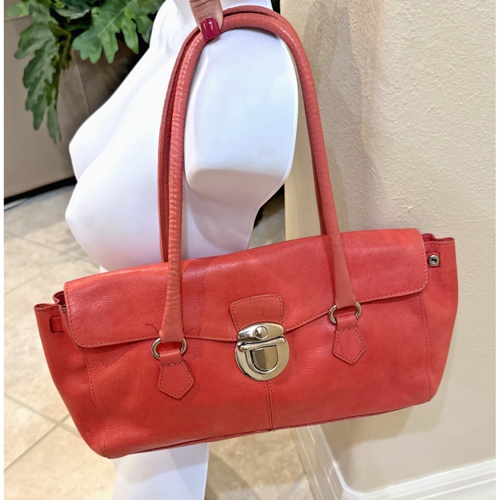 VTG WILSON Italian LEATHER Pelle Pink East West Shoulder Bag Purse Preppy 11x7x3